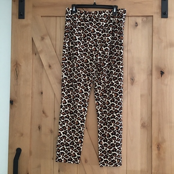 NEW Diane Von Furstenberg Soren Leopard Print Cropped Pants Size 10 - Picture 4 of 6